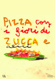 Poster - Pizza con i fiori di zucca e alici